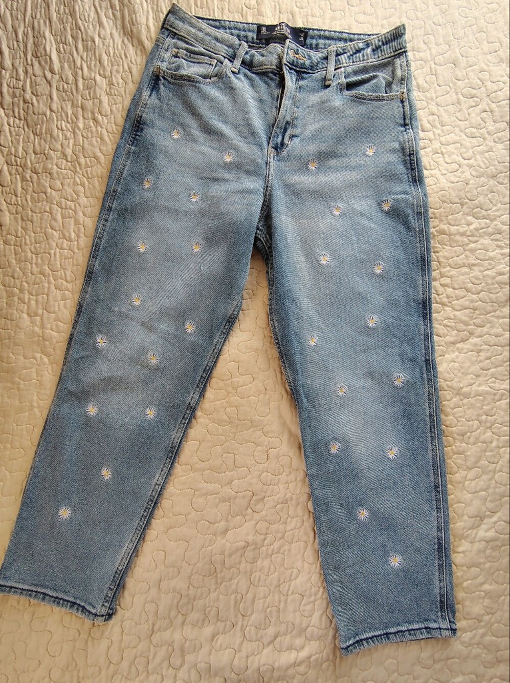 Hollister Daisy Embroidered Ultra High-Rise Mom Jeans (11S / W30 L25)